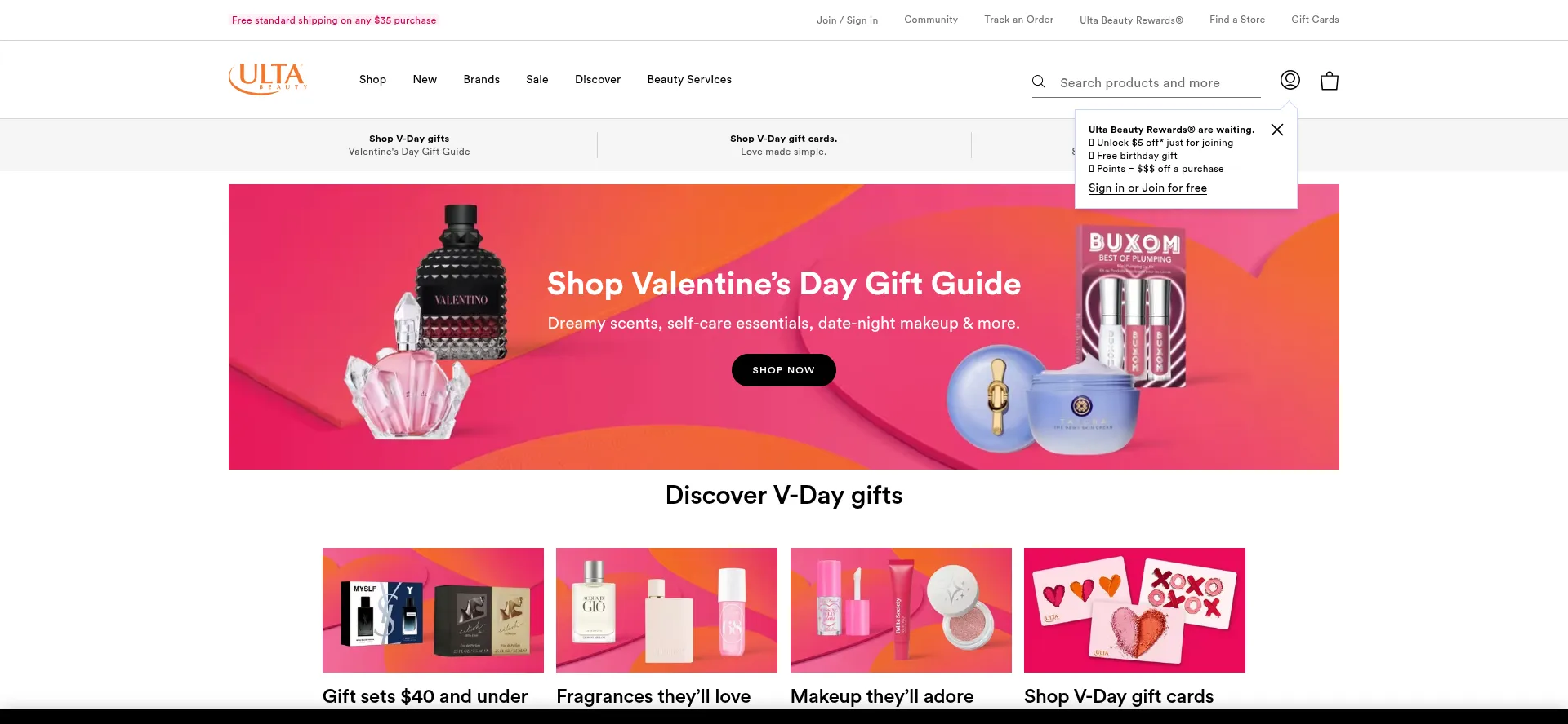 Website screenshot of Ulta.com