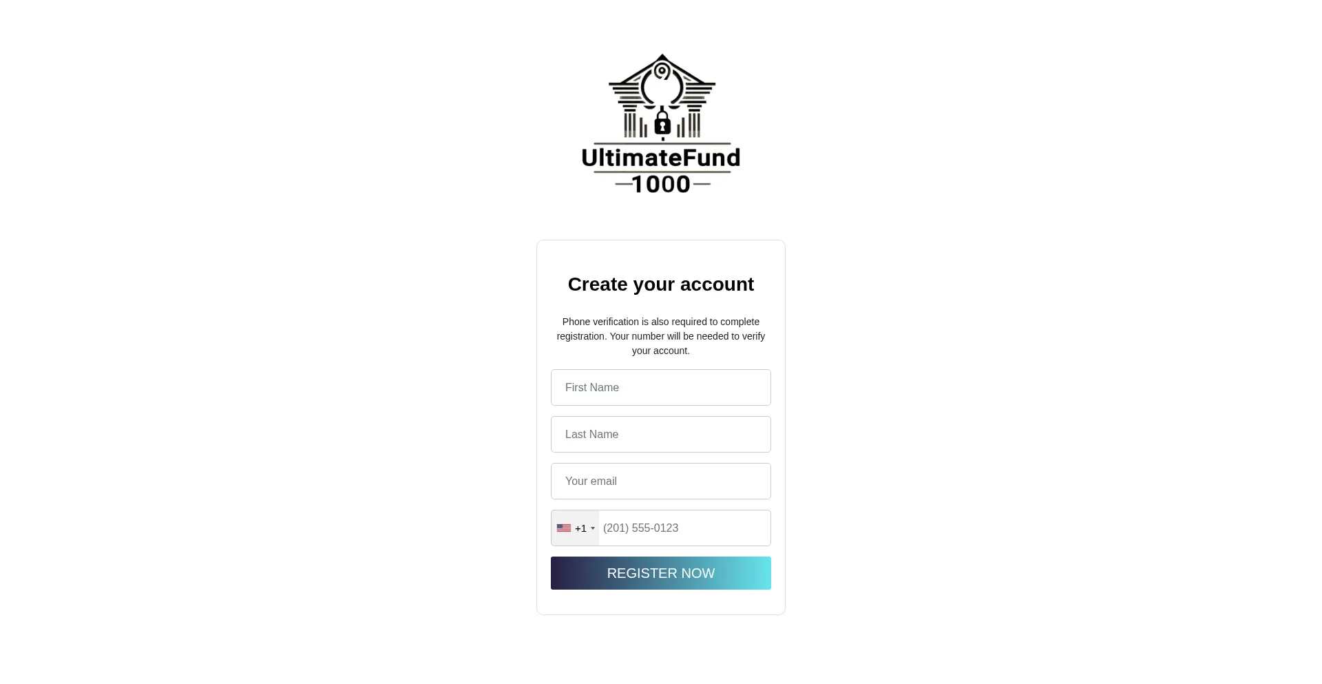 Website screenshot of Ultfund1000.com