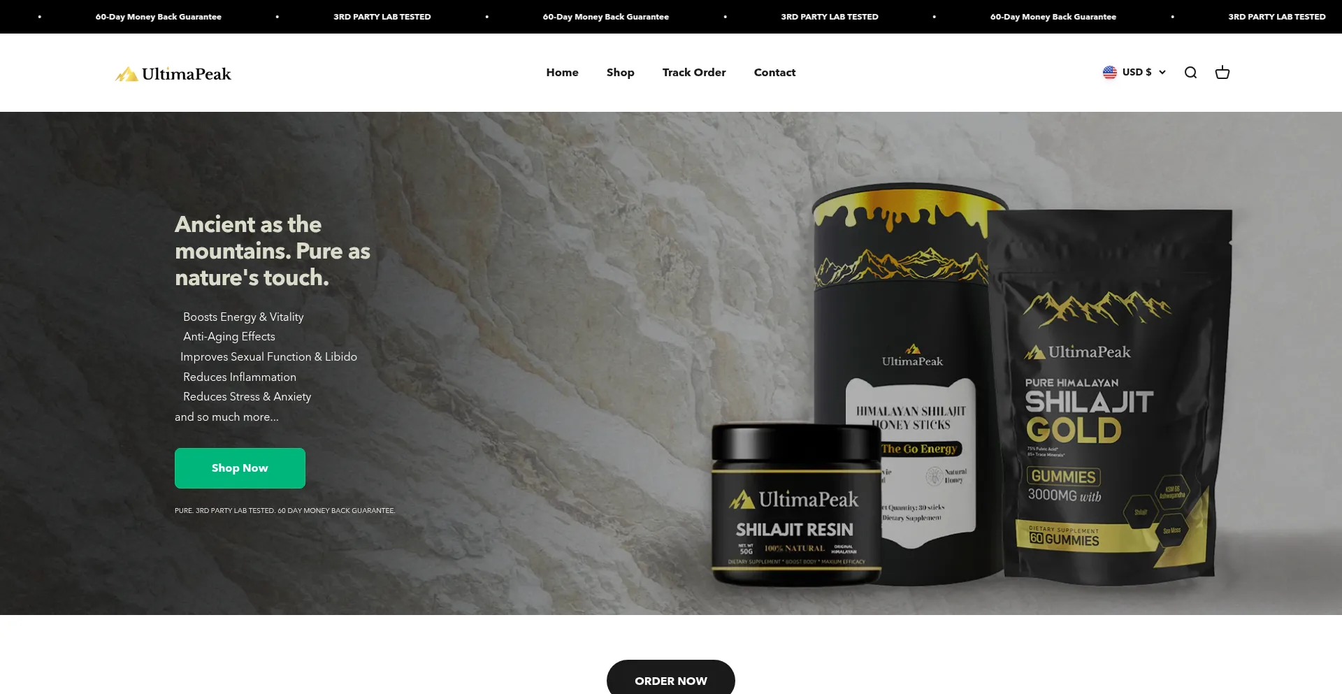 Website screenshot of Ultimapeak.com