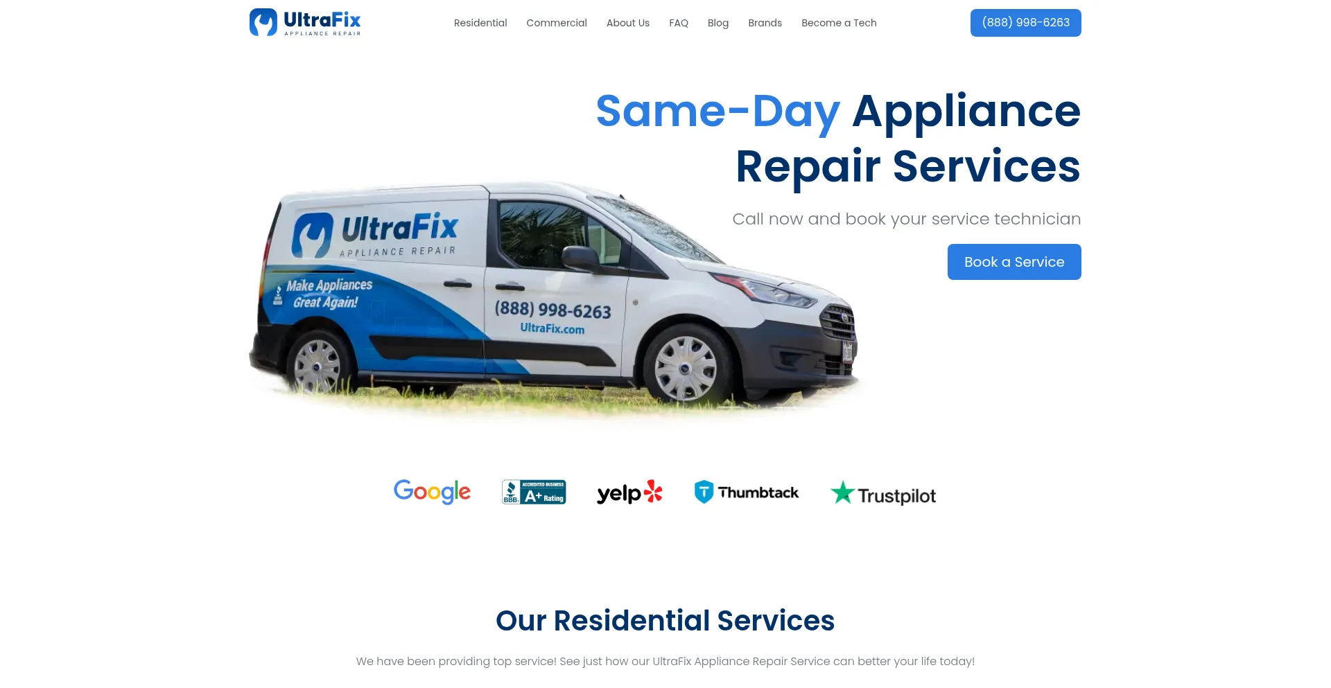 Website screenshot of Ultrafix.com