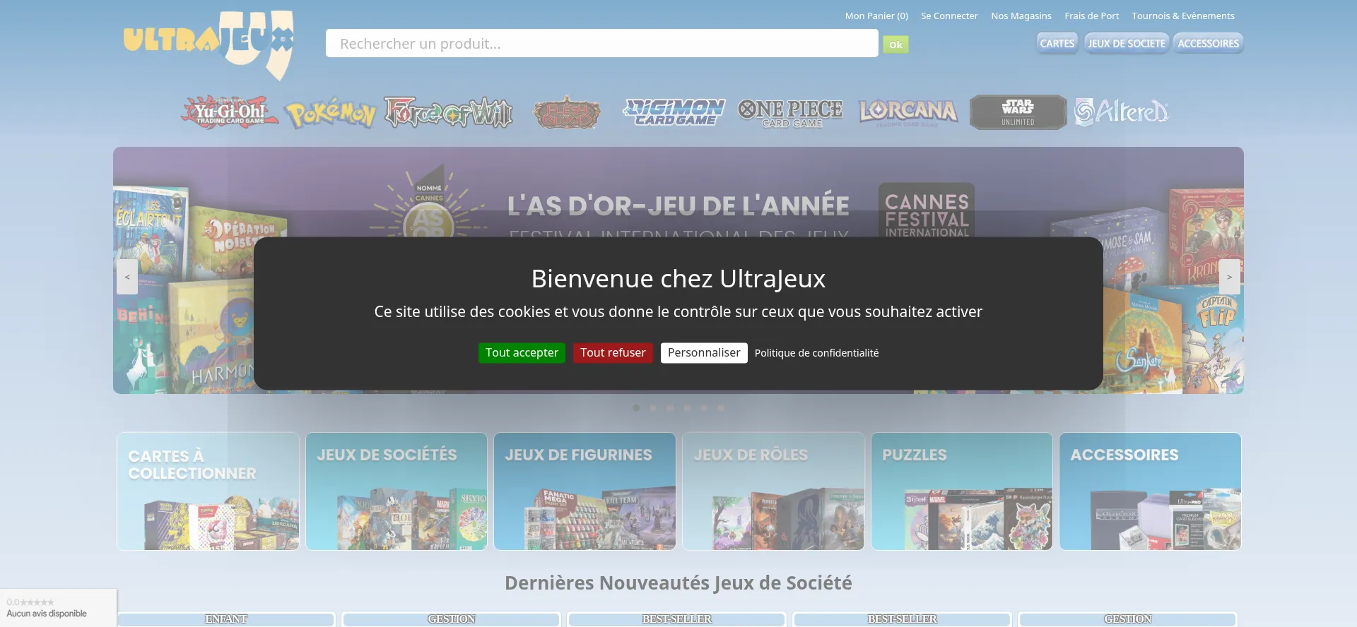 Website screenshot of Ultrajeux.com