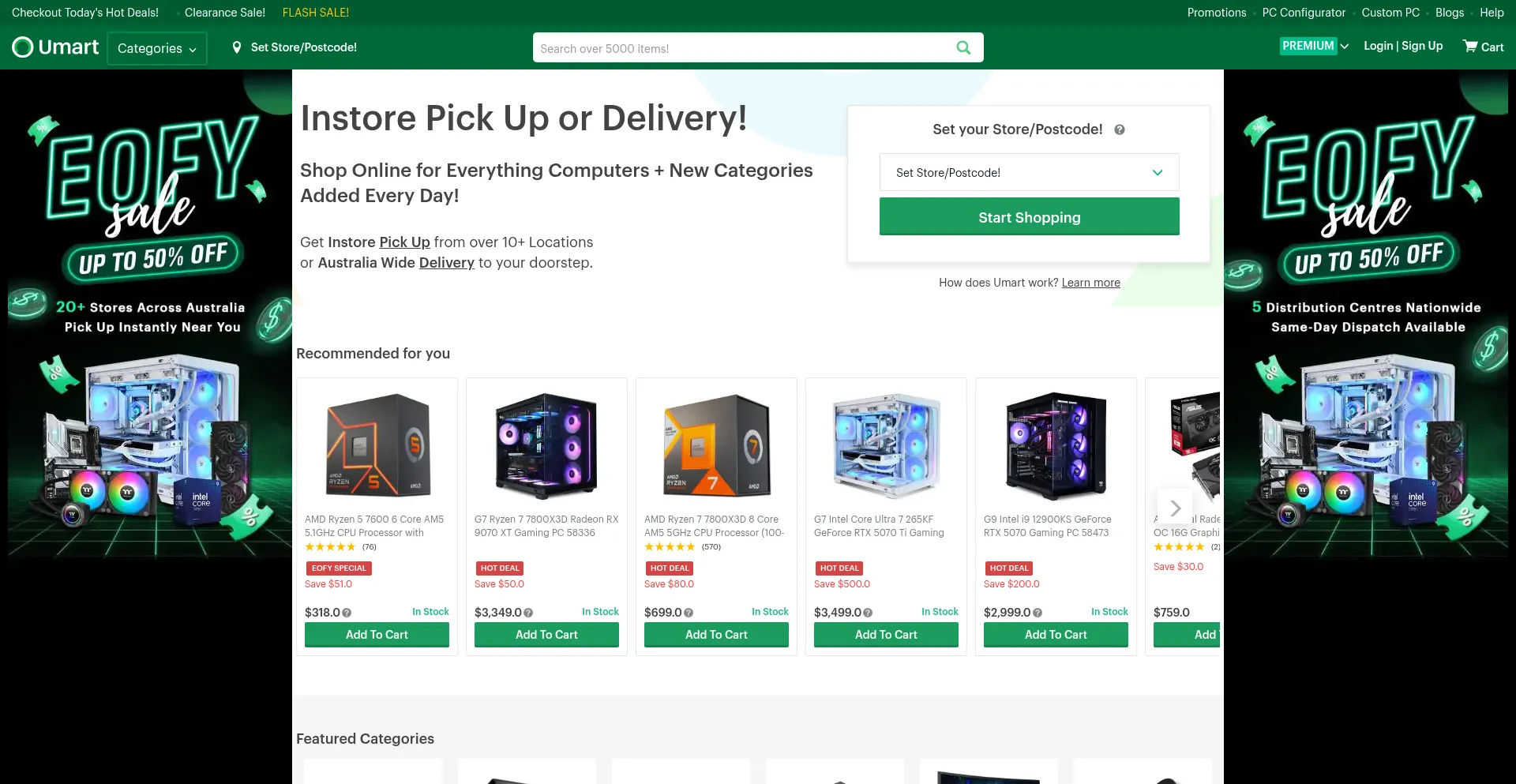 Website screenshot of Umart.com.au