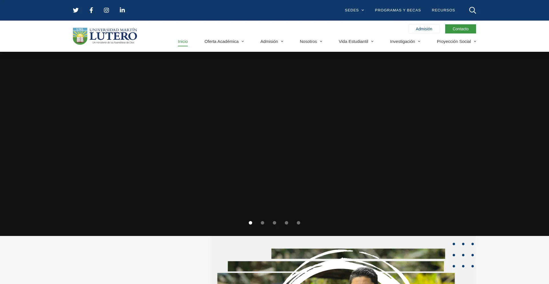 Website screenshot of Uml.edu.ni