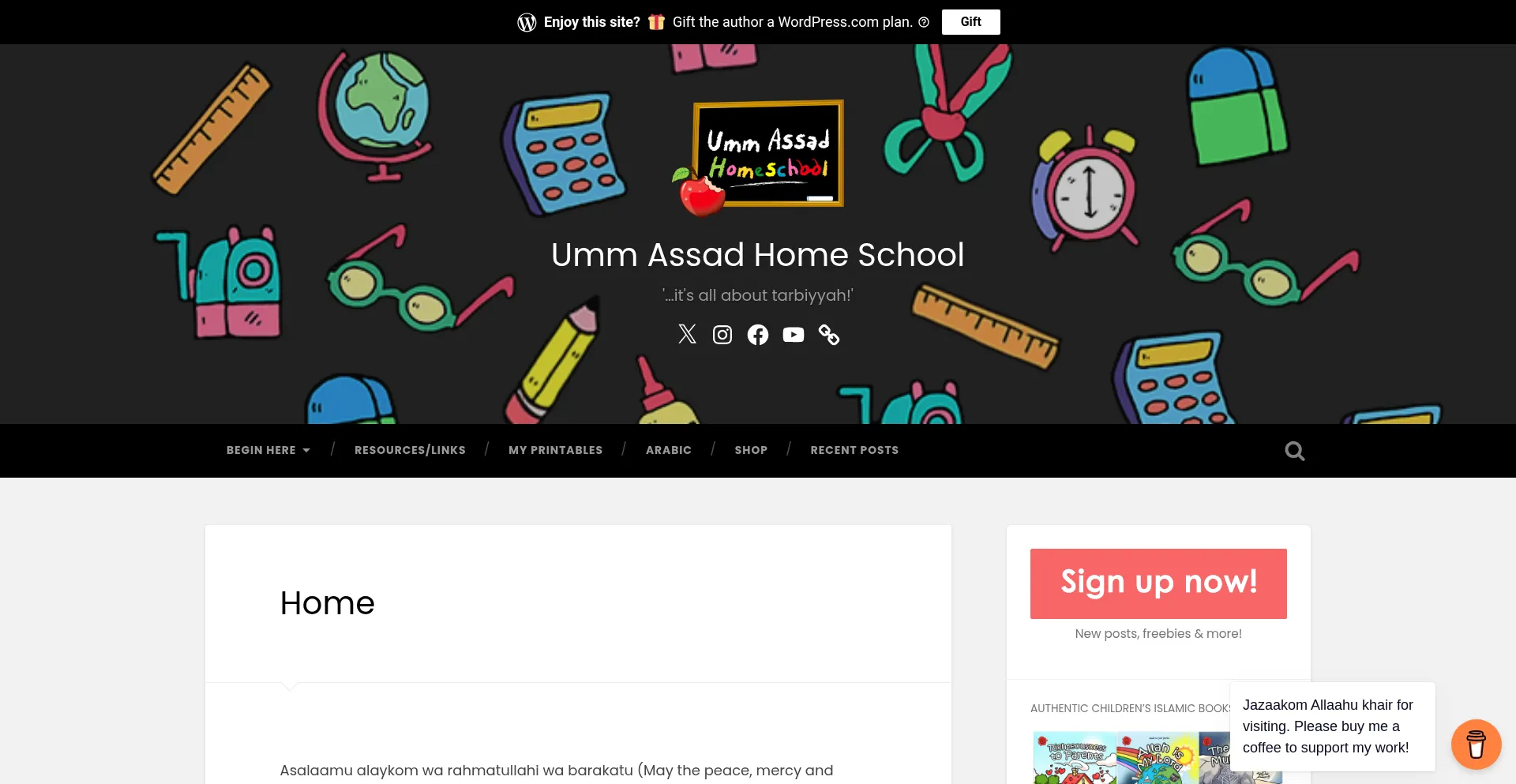 Website screenshot of Ummassadhomeschool.com