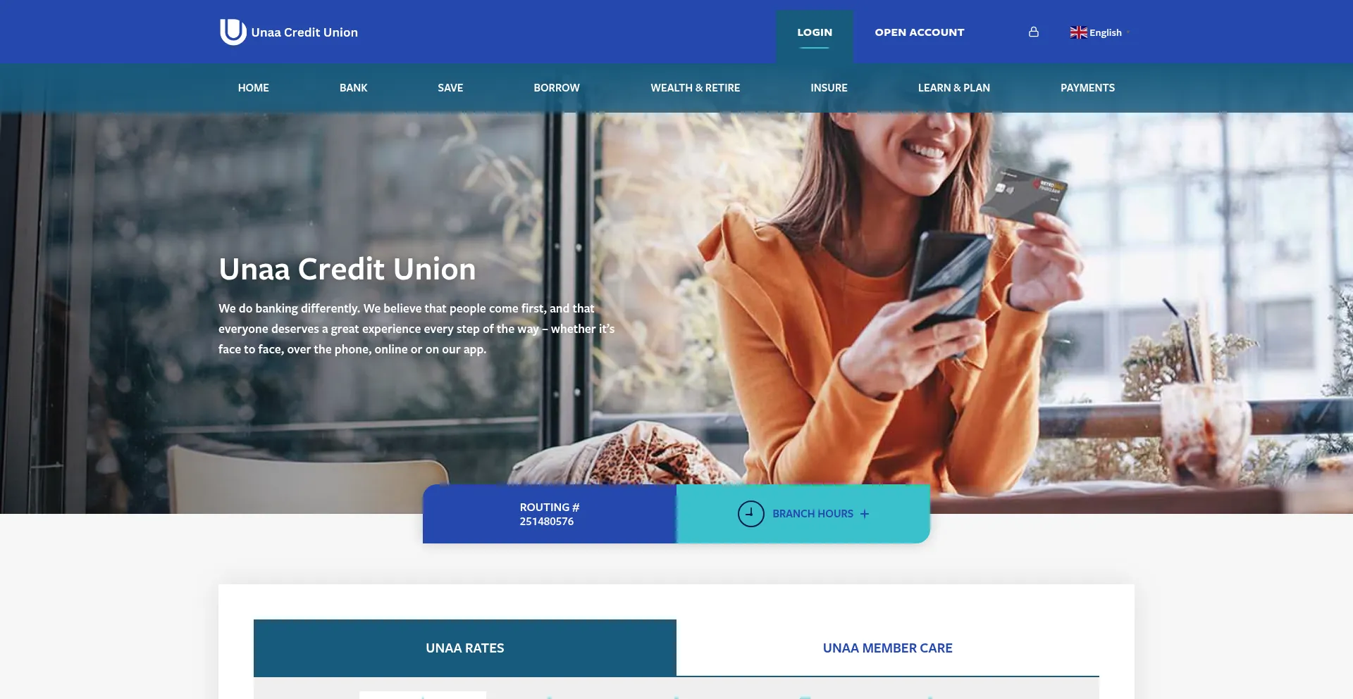 Website screenshot of Unaacreditunion.com