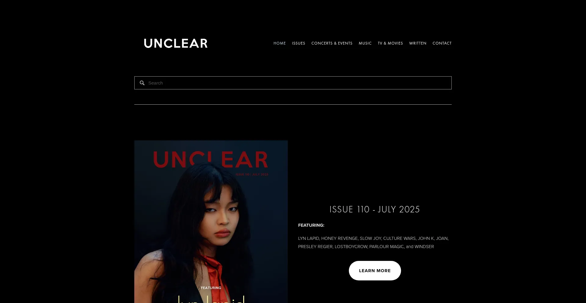 Website screenshot of Unclearmag.com