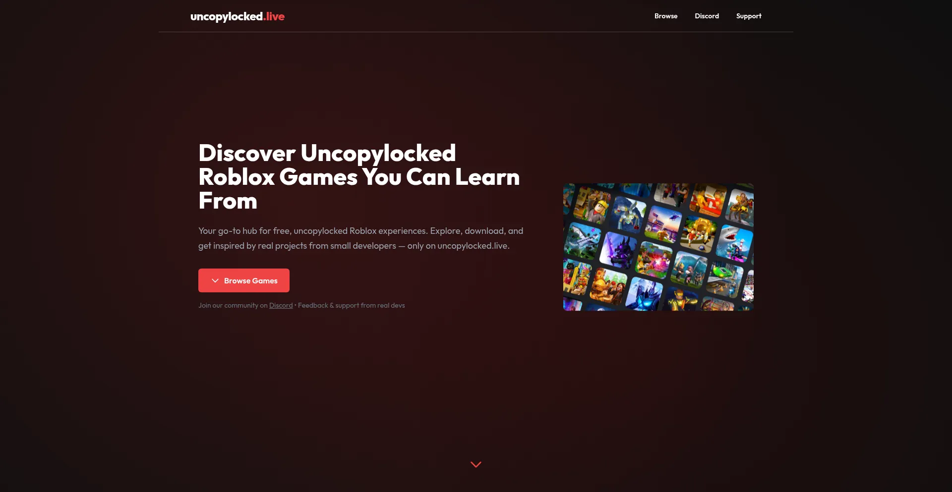 Website screenshot of Uncopylocked.live