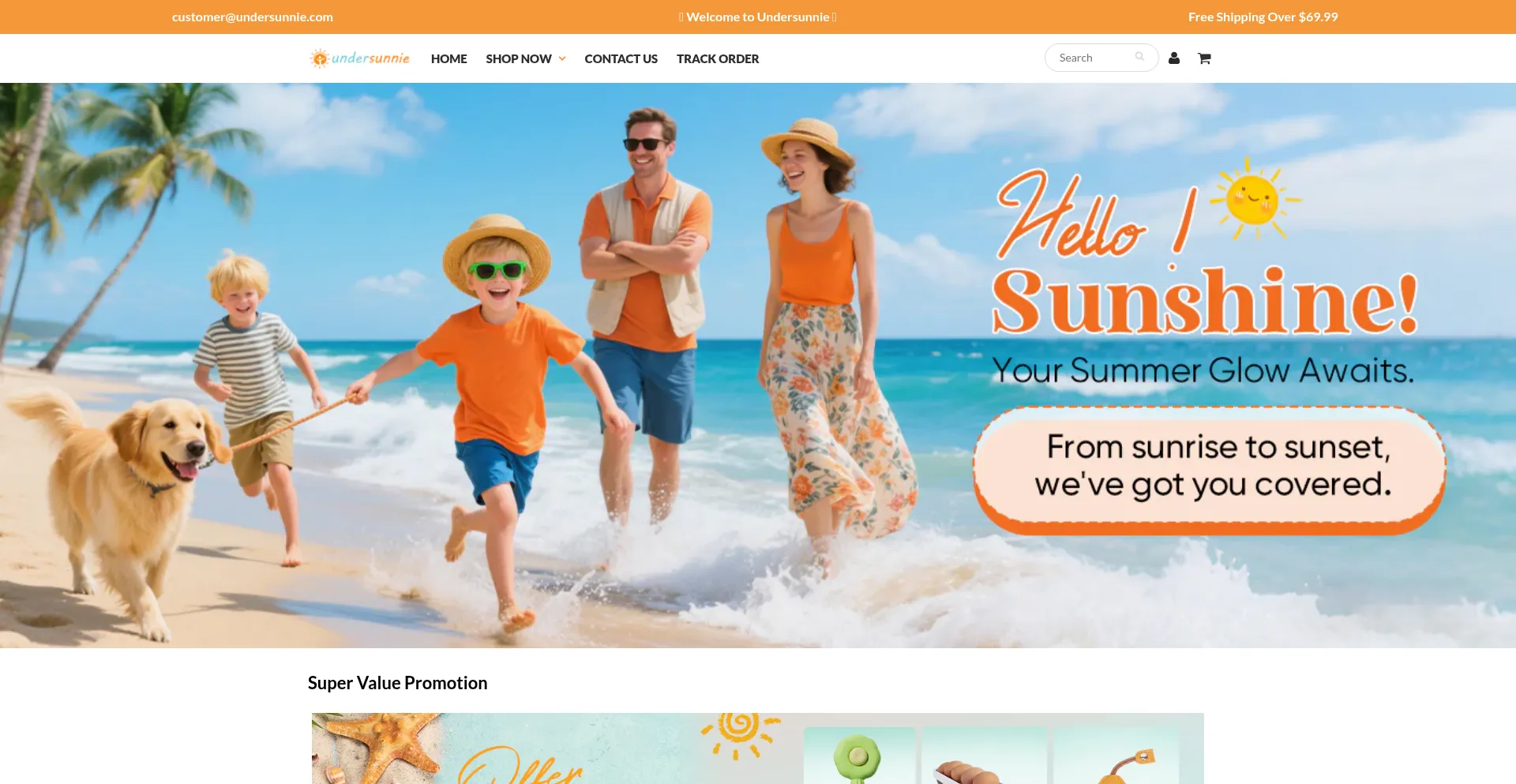 Website screenshot of Undersunnie.com