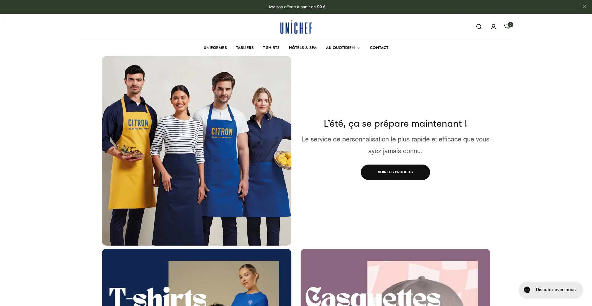Website screenshot of Unichef.fr