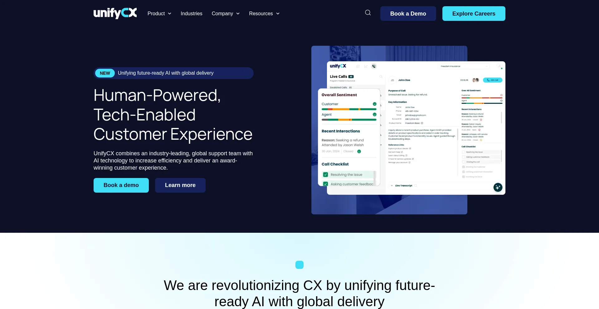 Website screenshot of Unifycx.com