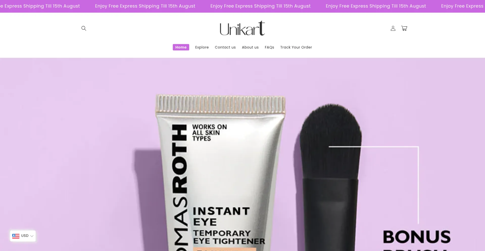 Website screenshot of Unikarthub.com