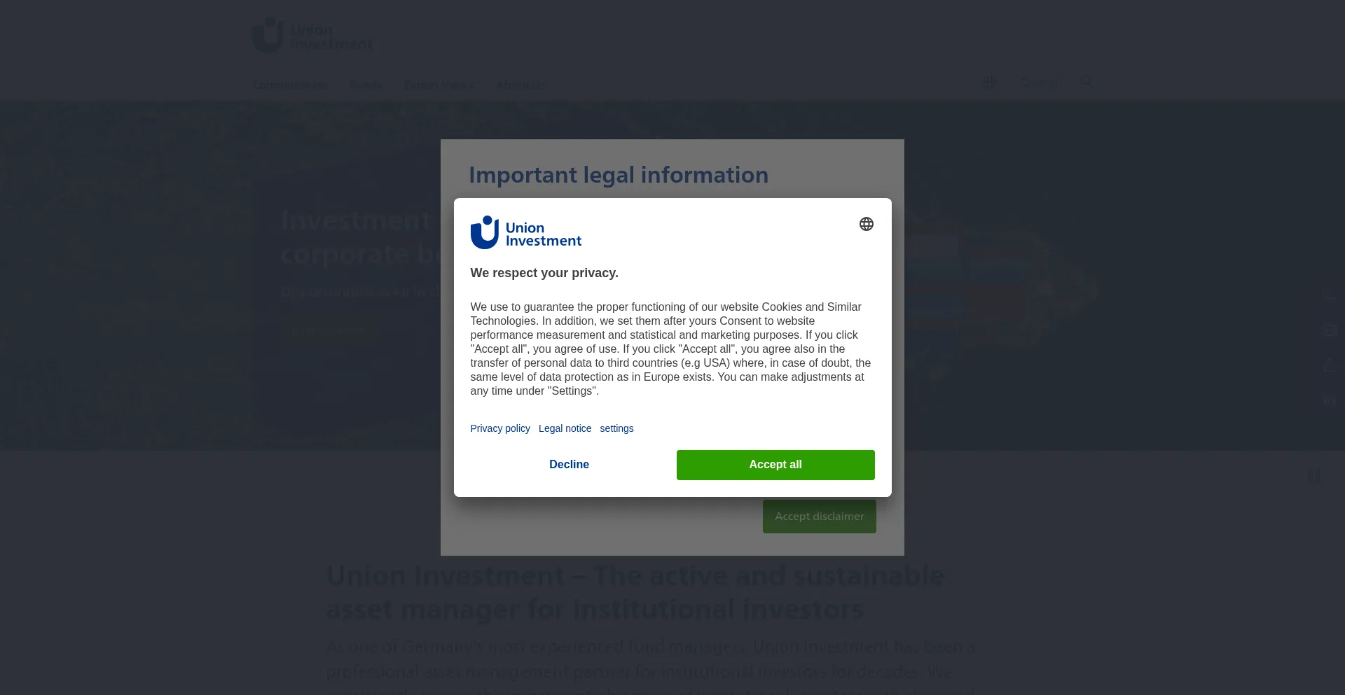 Website screenshot of Union-investment.com