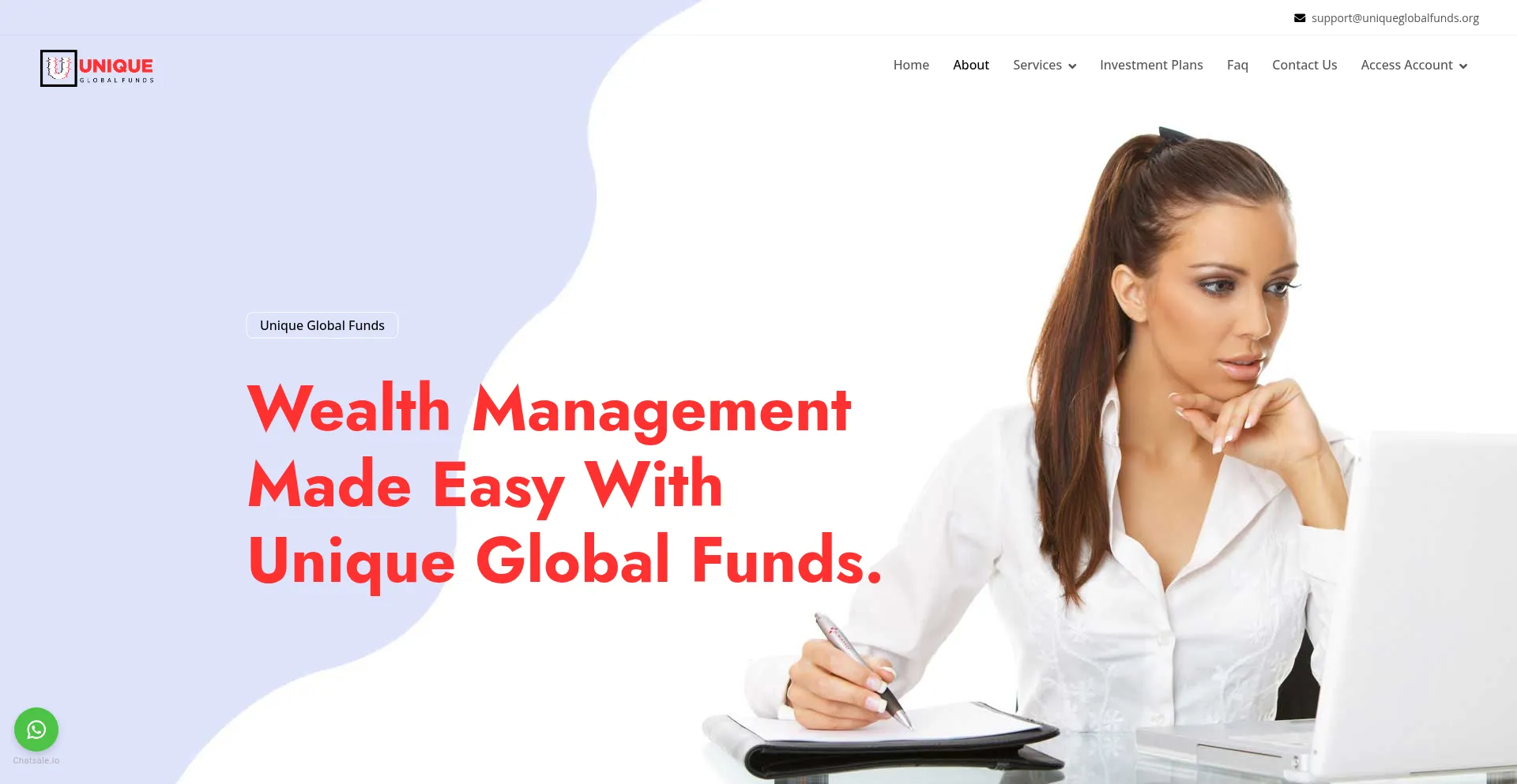 Website screenshot of Uniqueglobalfunds.org