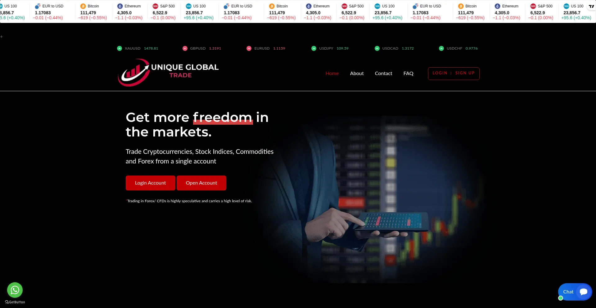 Website screenshot of Uniqueglobaltrade.com