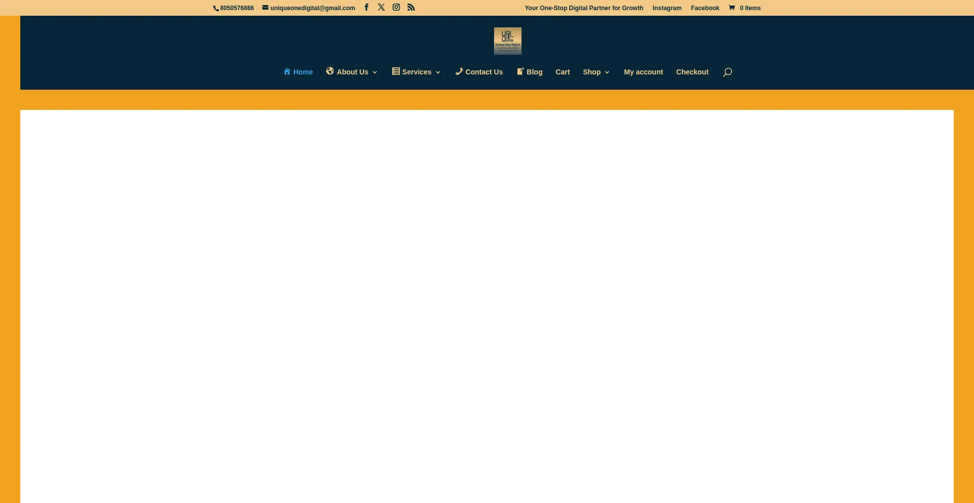 Website screenshot of Uniqueonestore.shop