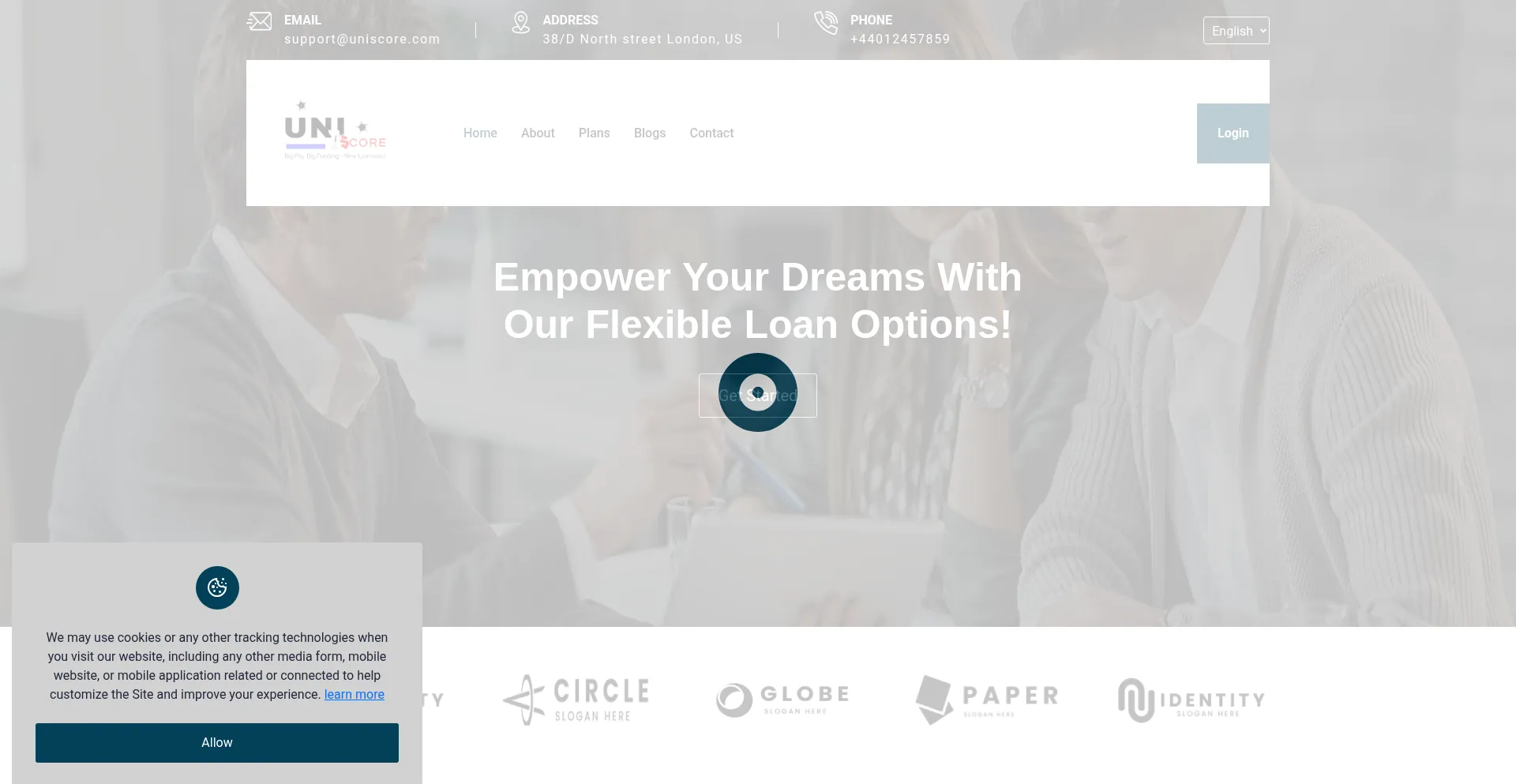 Website screenshot of Uniscore.us