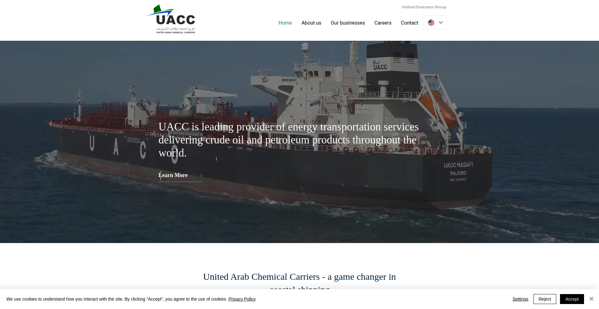 Website screenshot of Unitedarabchemicalcarriers.com