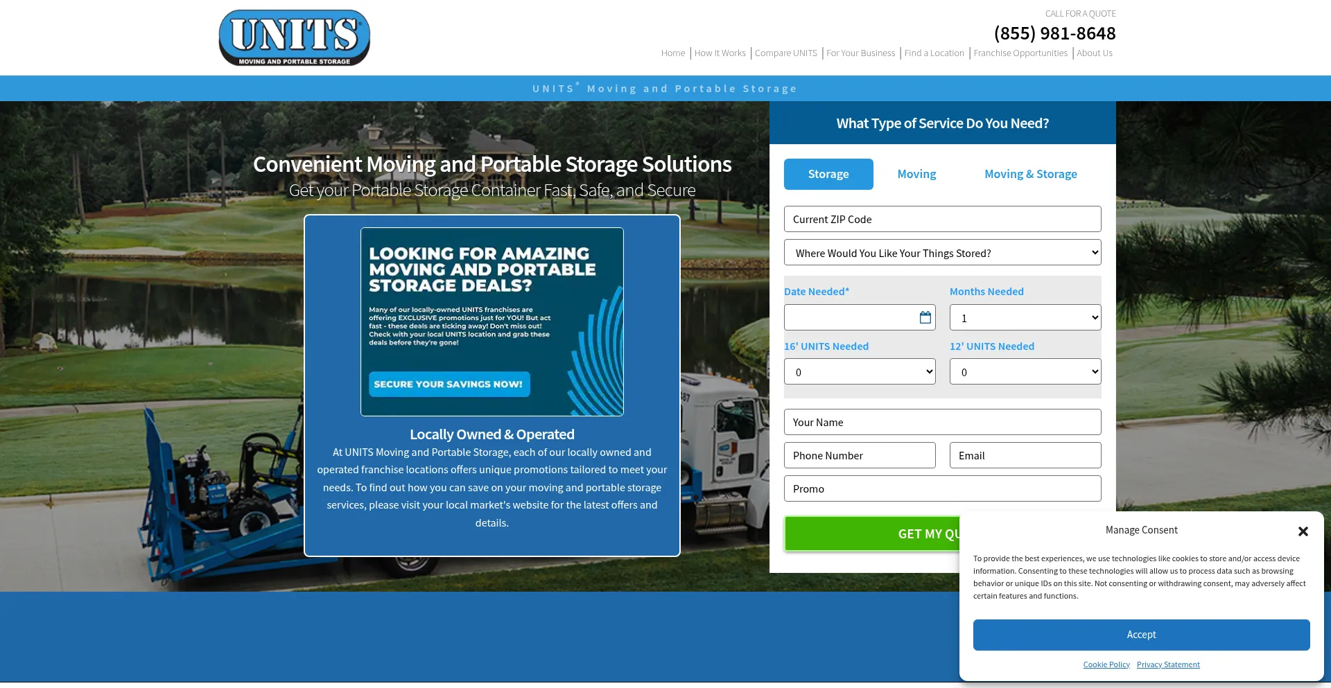 Website screenshot of Unitsstorage.com