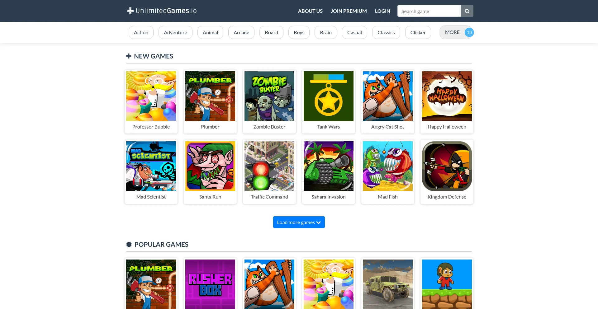 Website screenshot of Unlimitedgames.io