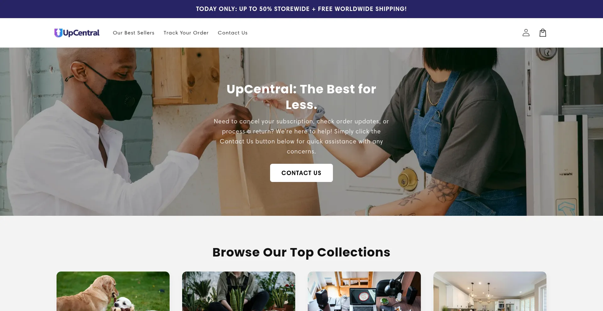 Website screenshot of Upcentralstore.com