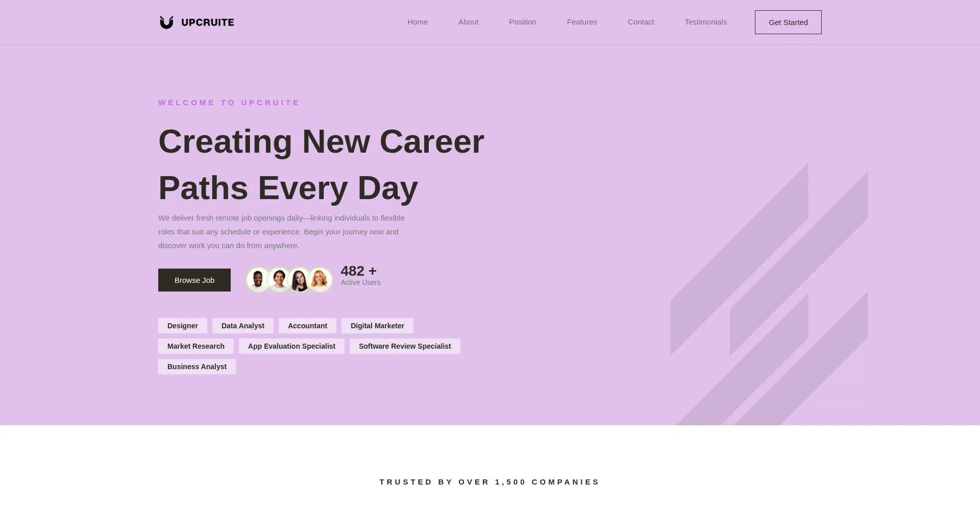 Website screenshot of Upcruite.online