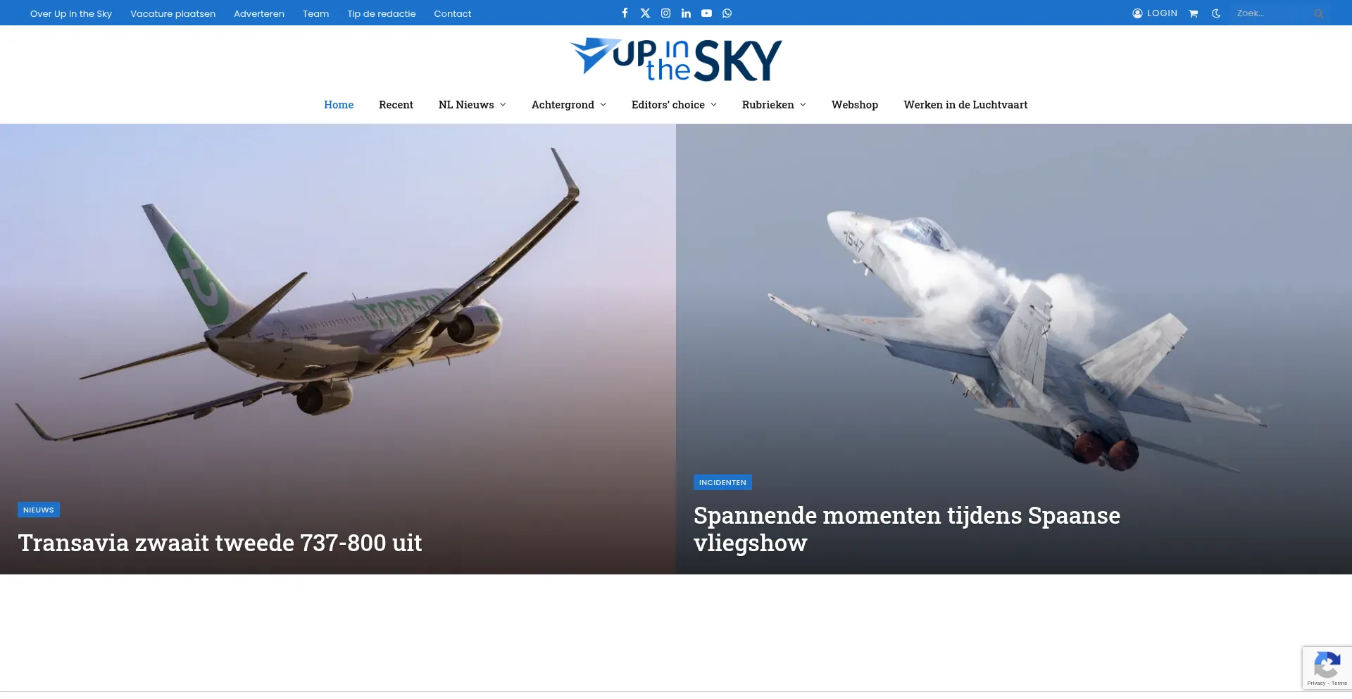 Website screenshot of Upinthesky.nl