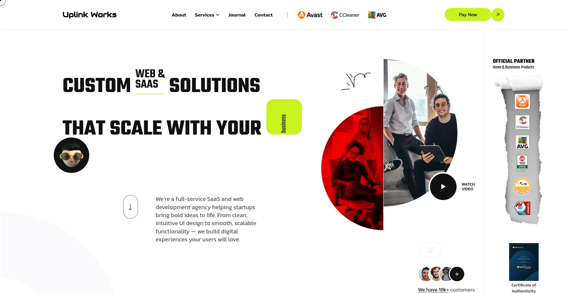 Website screenshot of Uplinkworks.com