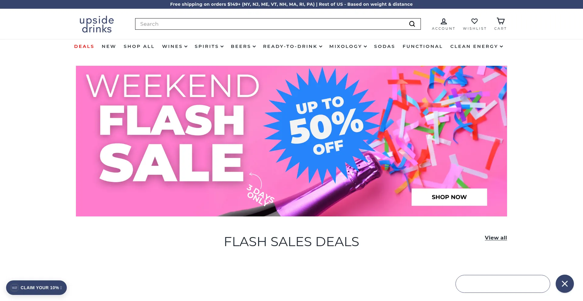 Website screenshot of Upsidedrinks.com