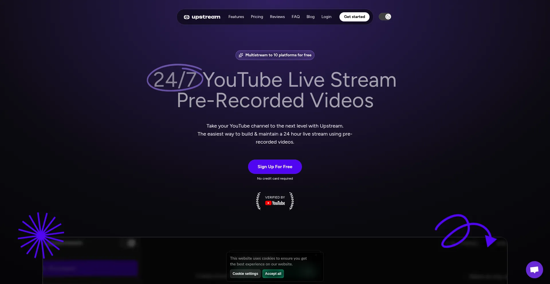 Website screenshot of Upstream.so