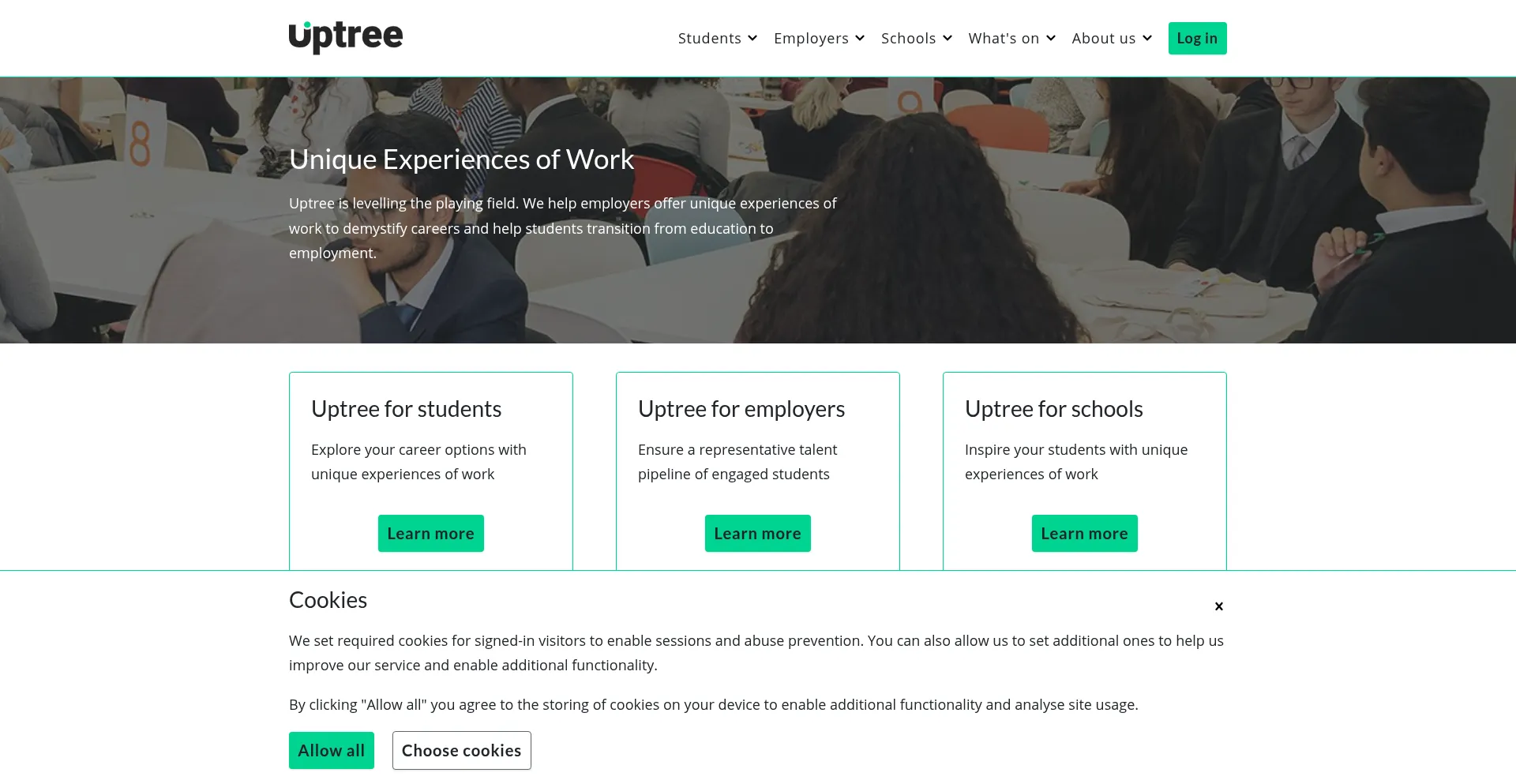 Website screenshot of Uptree.co