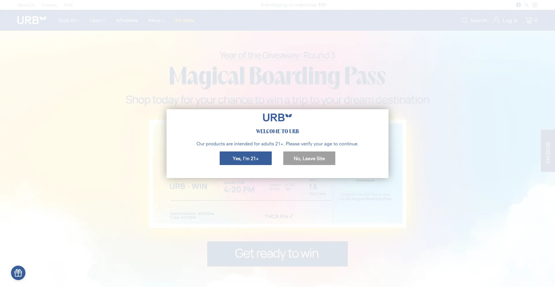 Website screenshot of Urb.shop