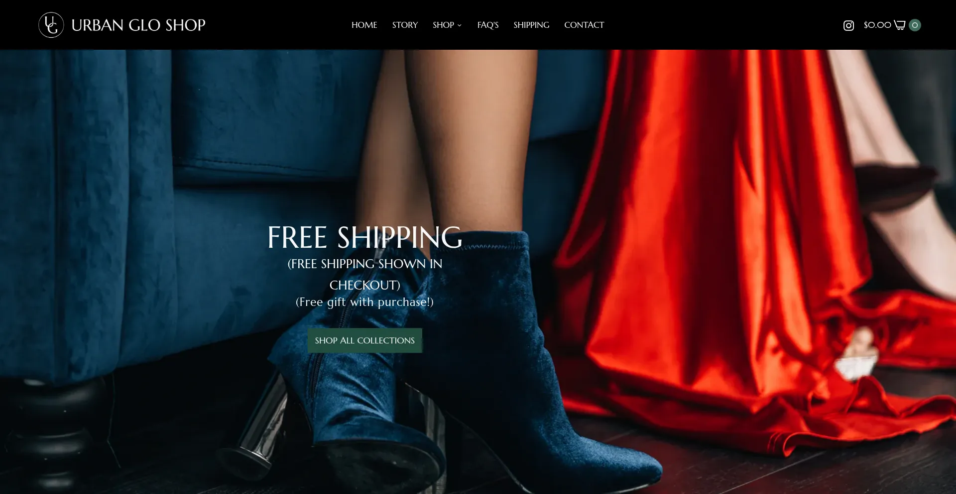 Website screenshot of Urbangloshop.com