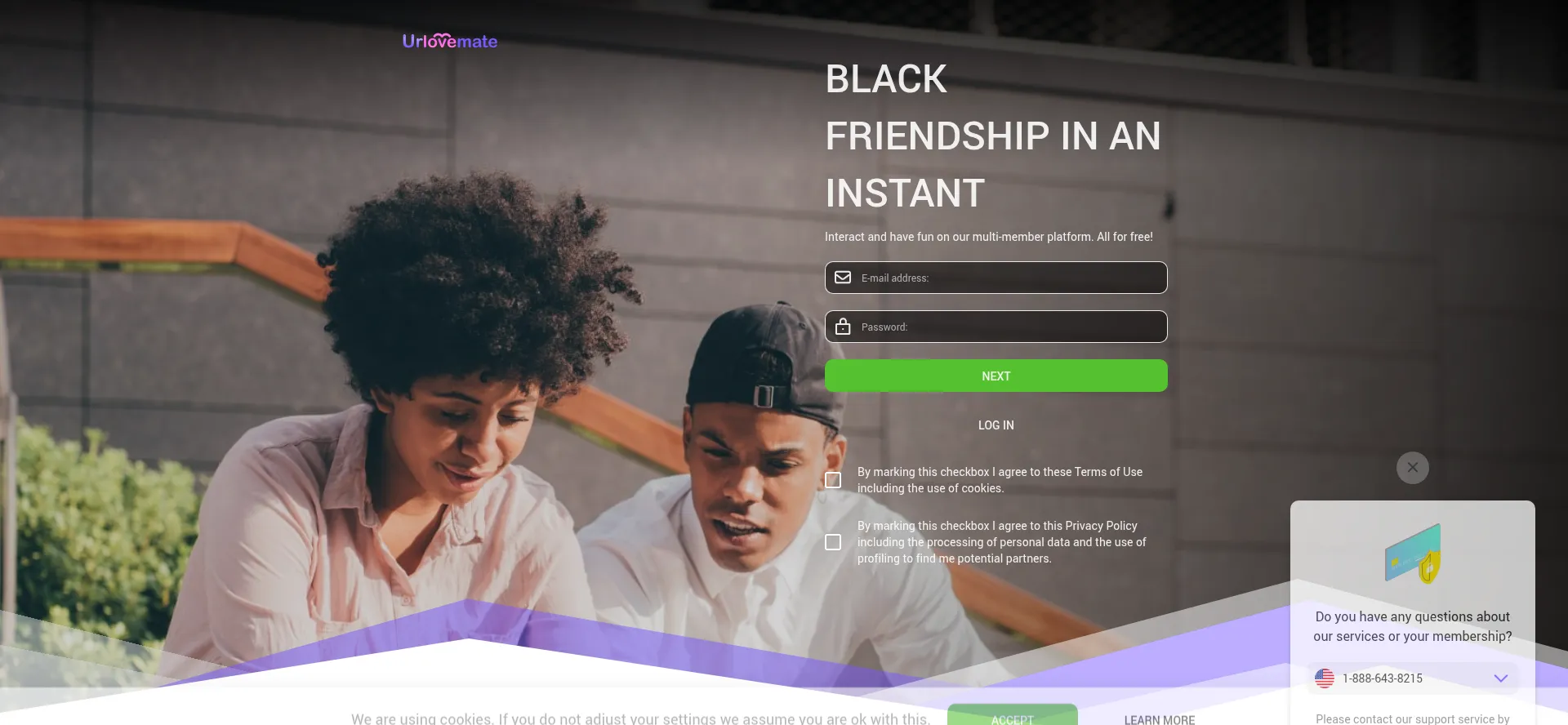 Website screenshot of Urlovemate.me