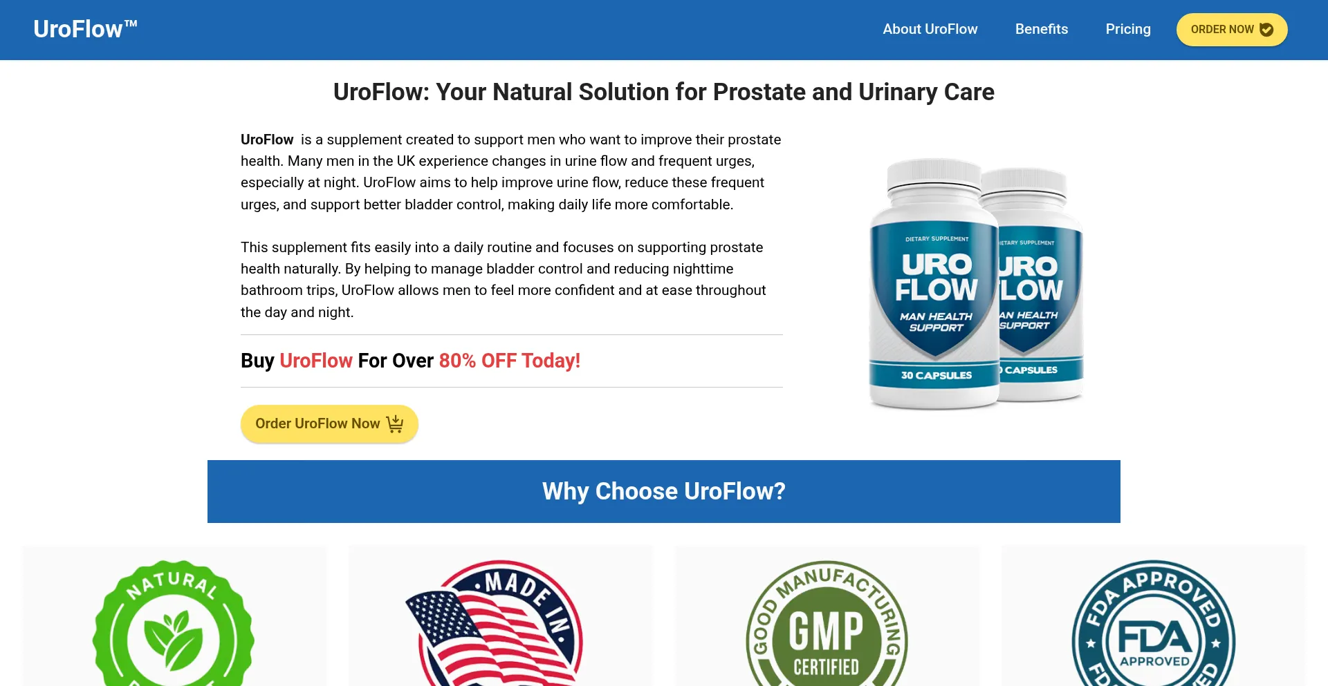 Website screenshot of Uroflow.uk