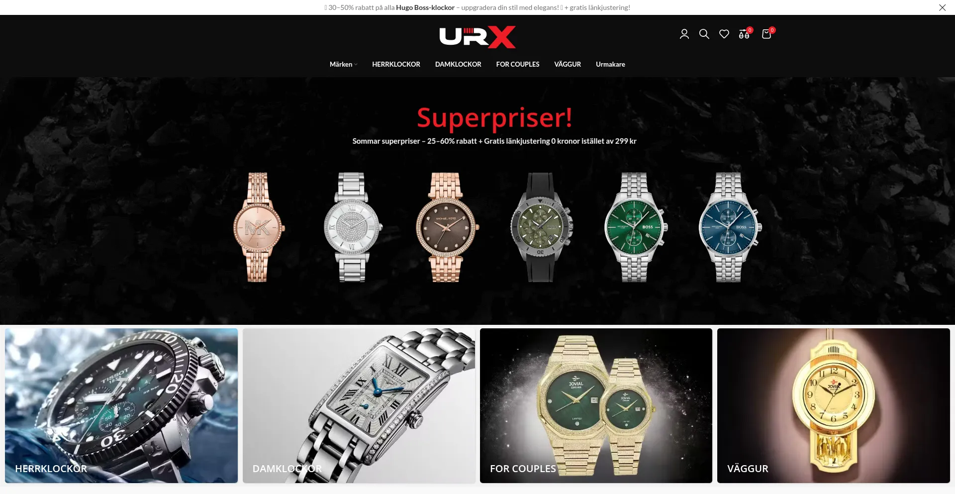 Website screenshot of Urx.se