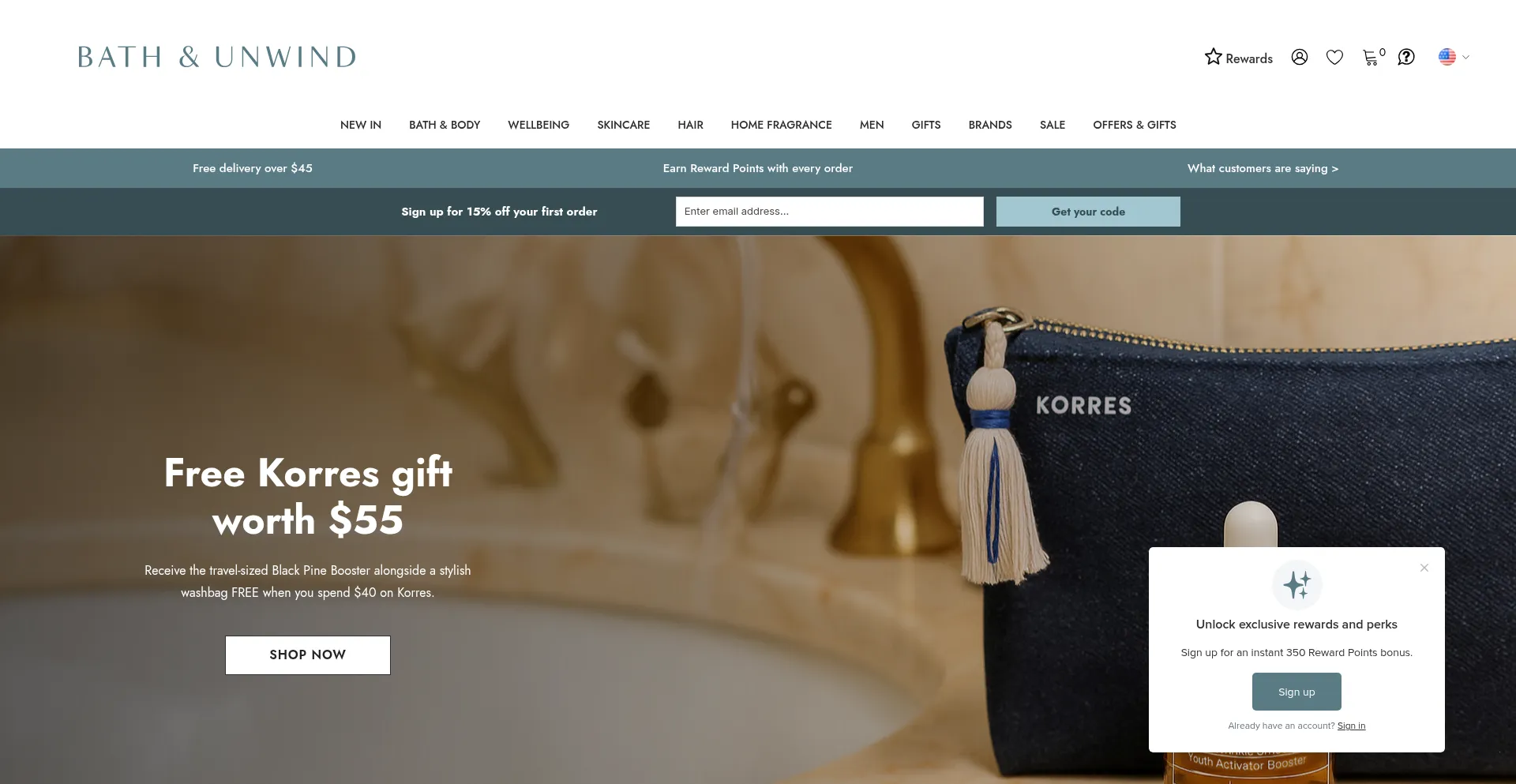 Website screenshot of Us.bathandunwind.com