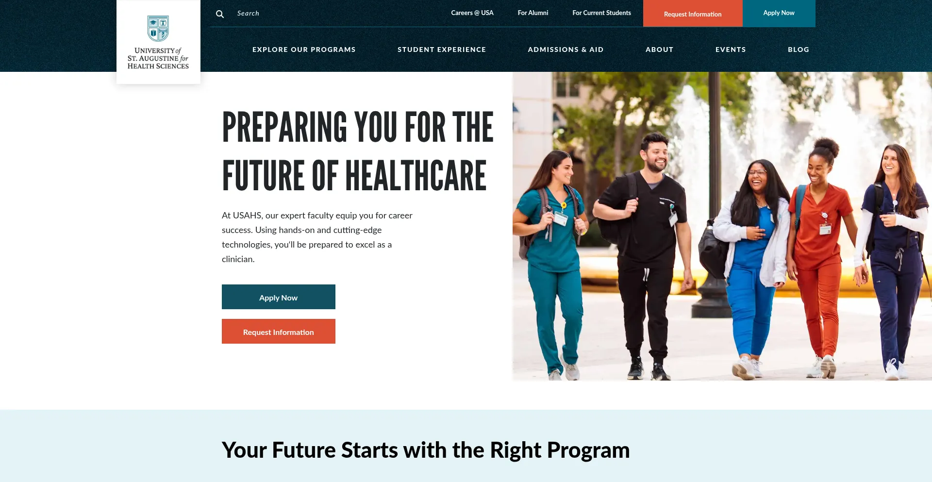 Website screenshot of Usa.edu