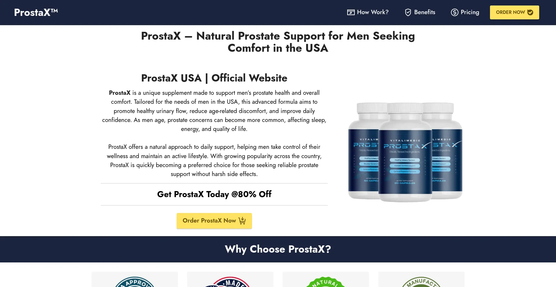 Website screenshot of Usa-prostax.us