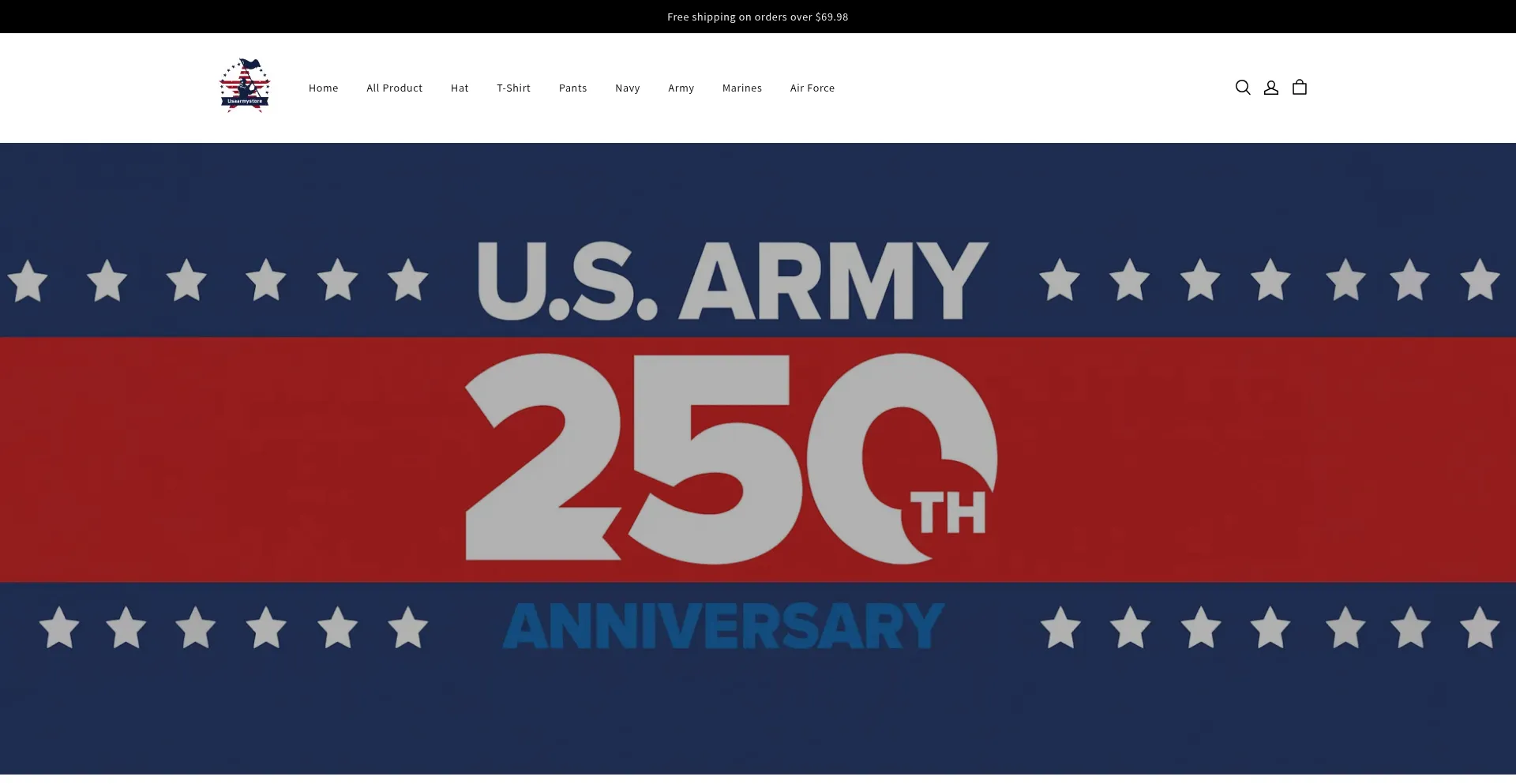Website screenshot of Usaarmystore.com