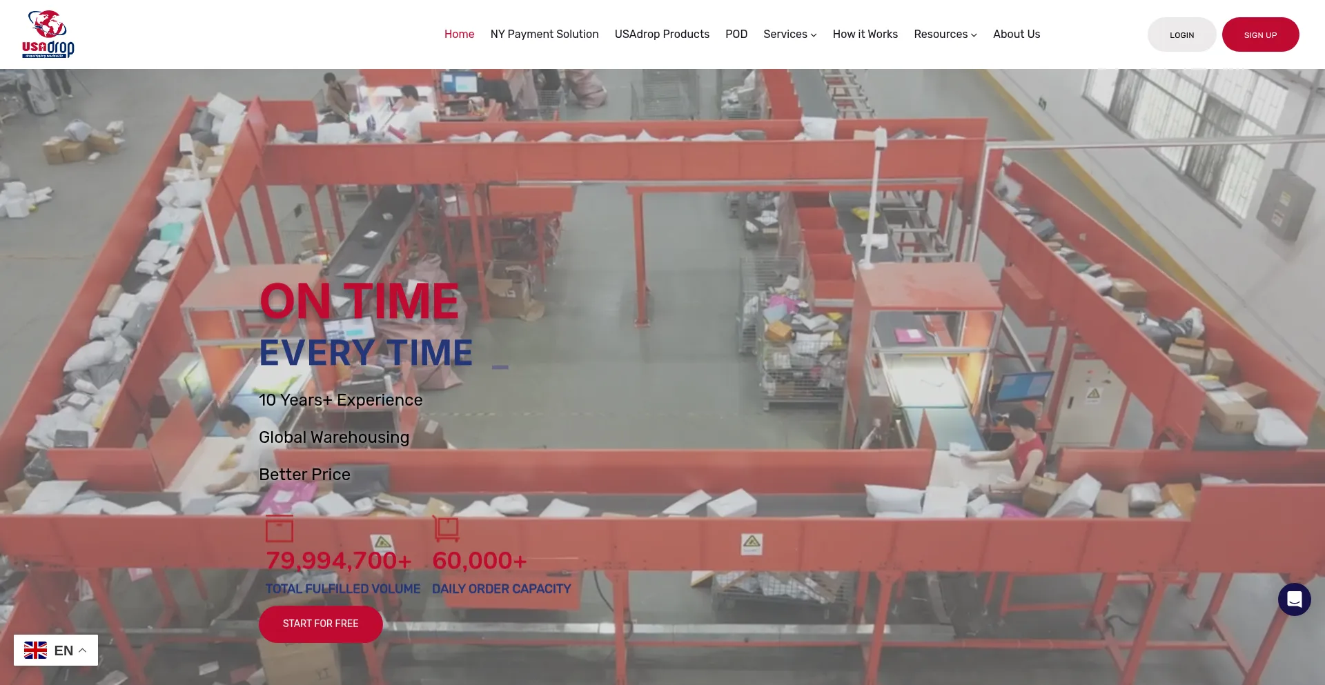 Website screenshot of Usadrop.com