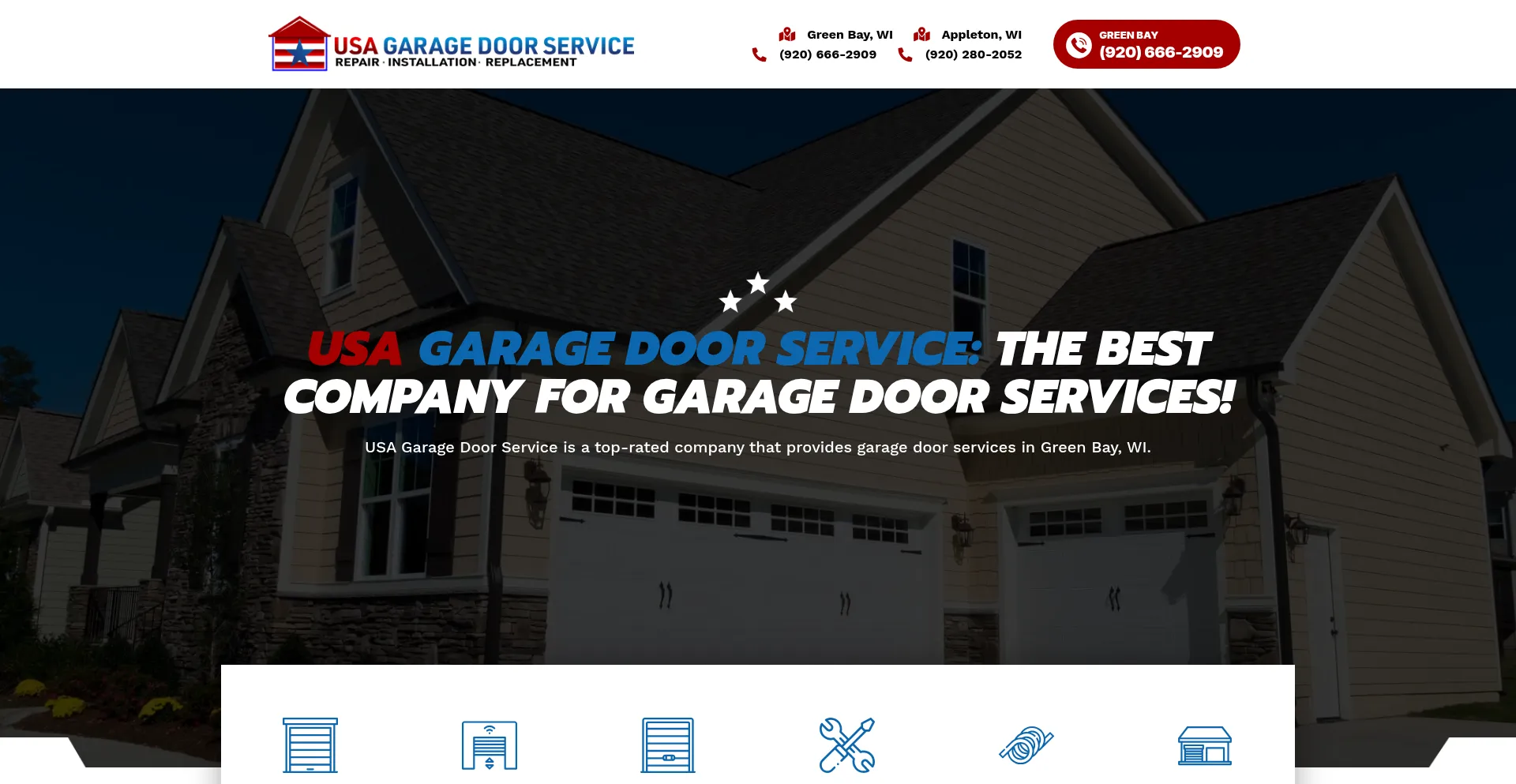 Website screenshot of Usagaragedoorservice.com