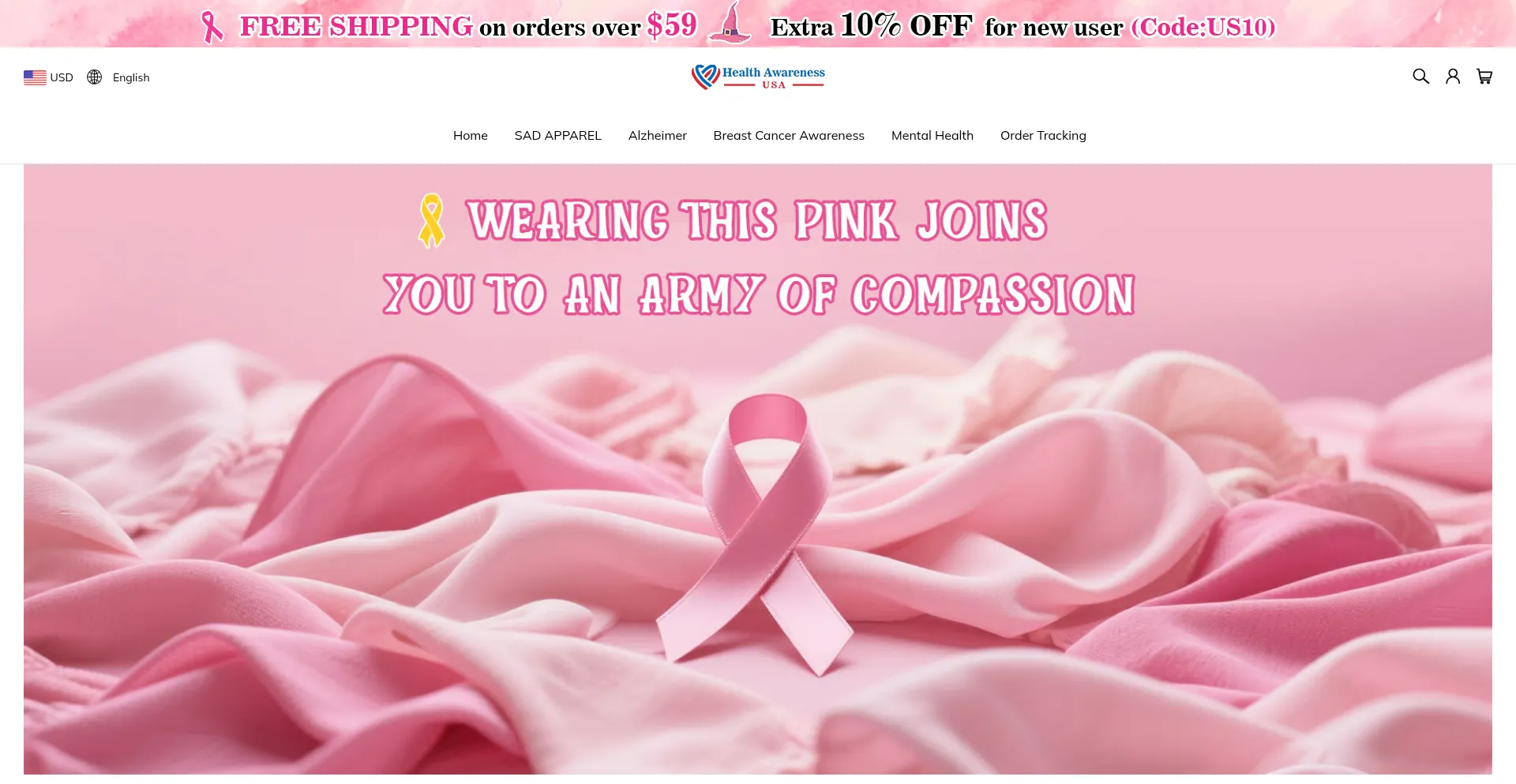 Website screenshot of Usahealthawareness.com