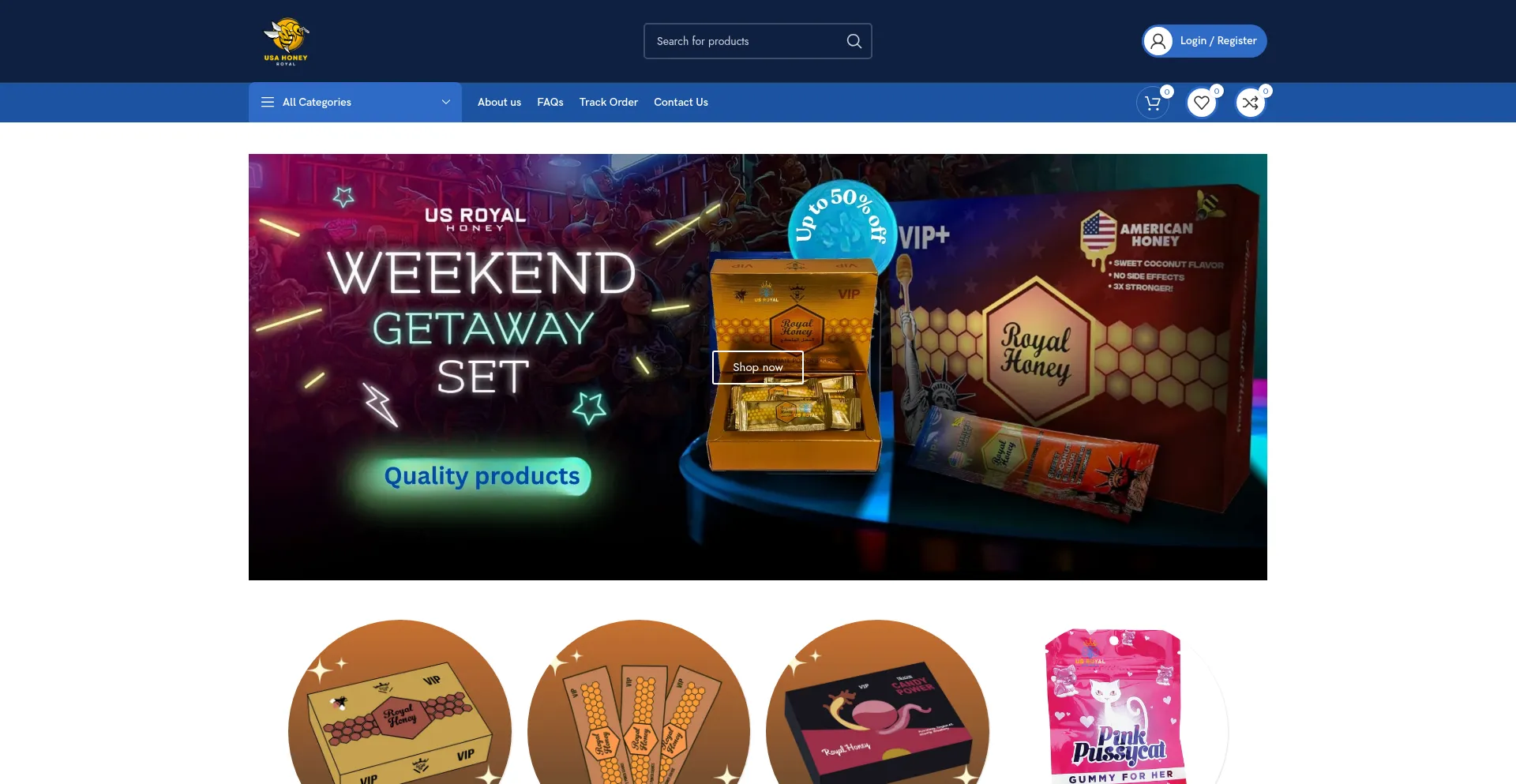Website screenshot of Usahoneyroyal.com