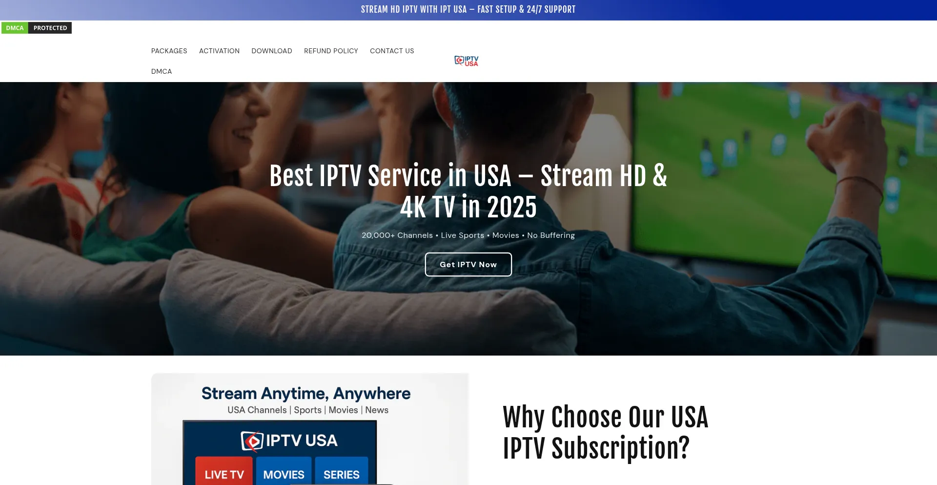Website screenshot of Usaiptvservice.com