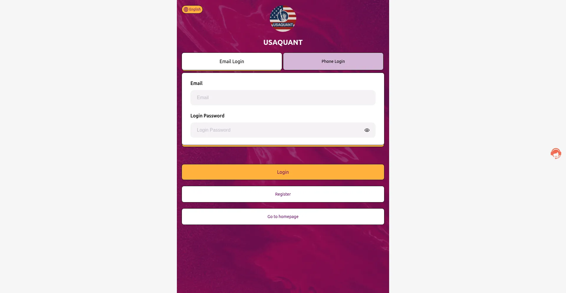Website screenshot of Usaquant.top