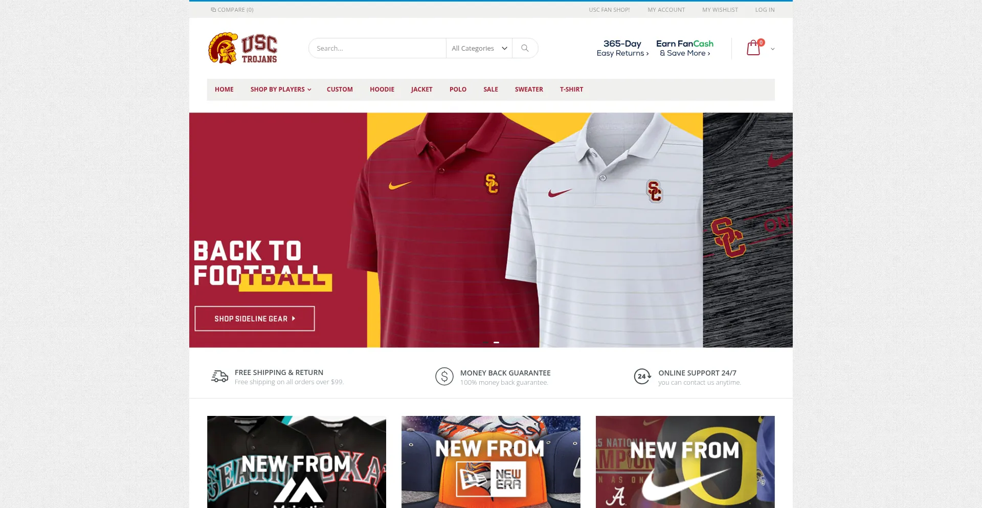 Website screenshot of Uscfanshop.com