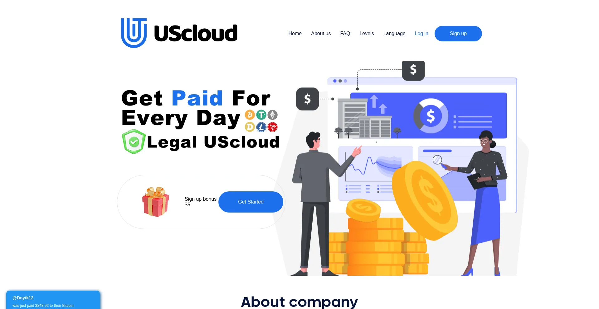 Website screenshot of Uscloudminer.com