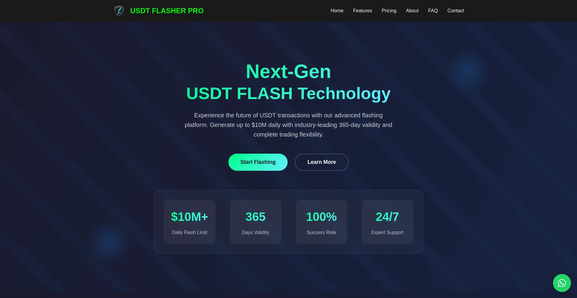 Website screenshot of Usdtflasher.pro