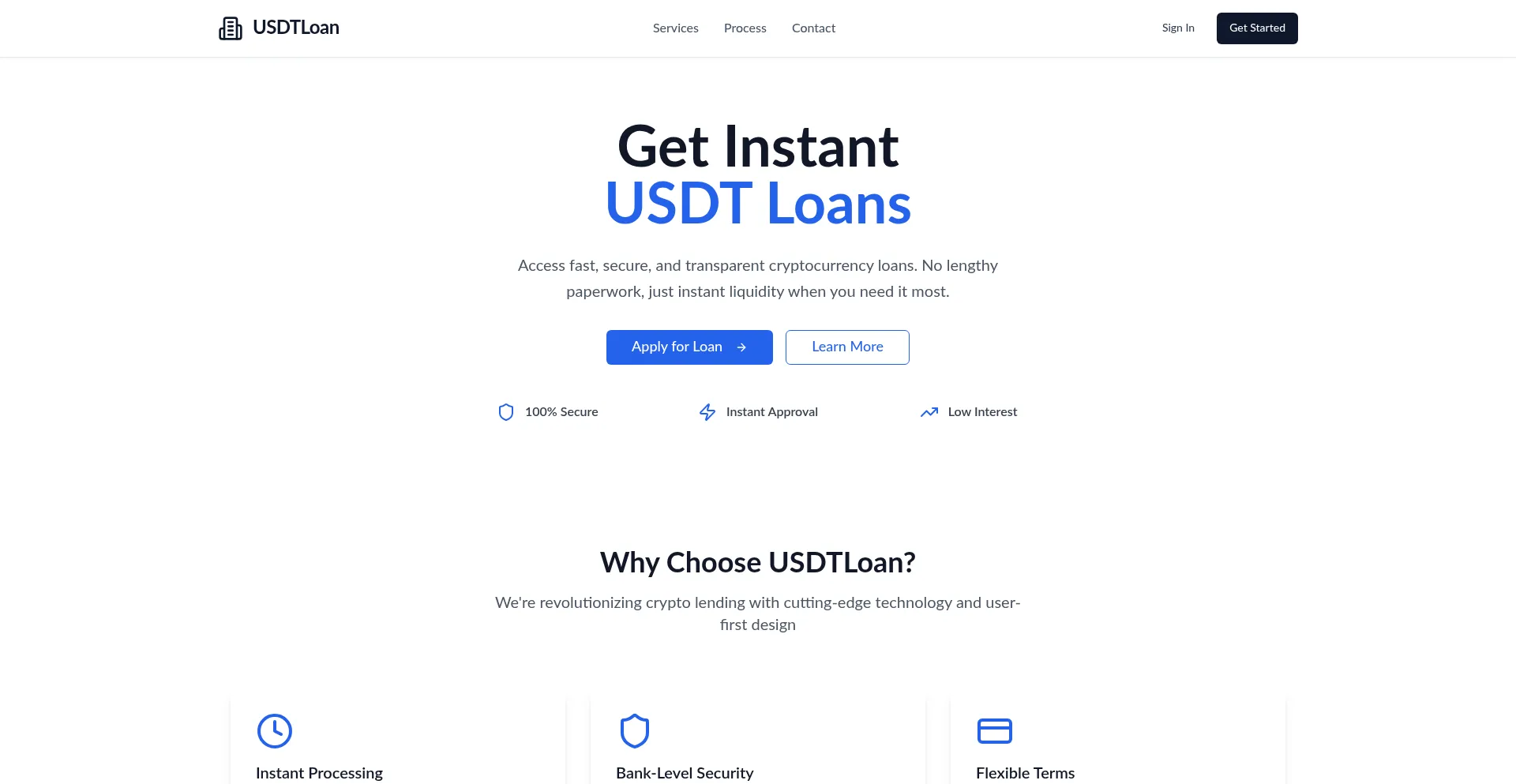 Website screenshot of Usdtlending.com