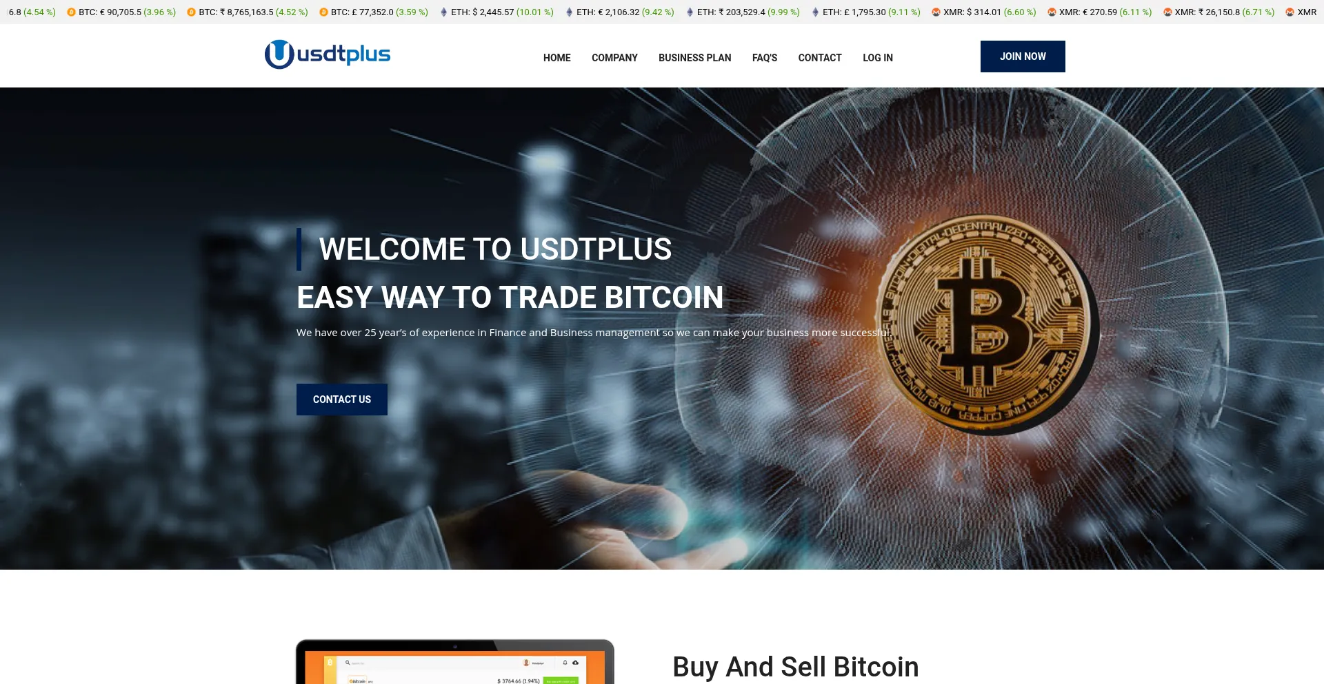 Website screenshot of Usdtplus.net